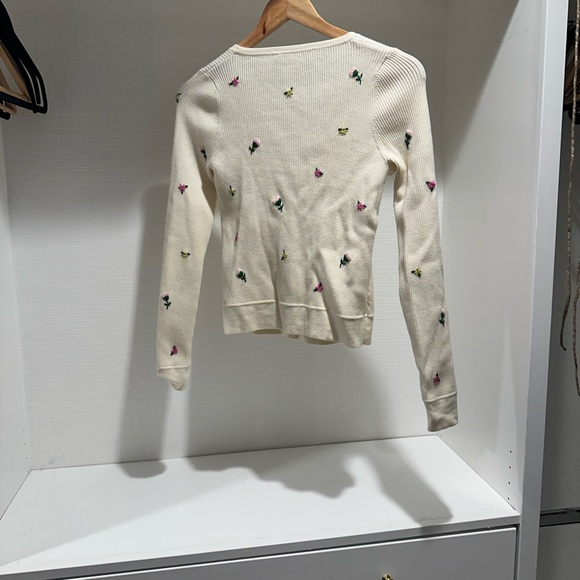 Favorite Daughter The Athena Sweater size S Floral Embroidered Cream Cardigan - Picture 6 of 8
